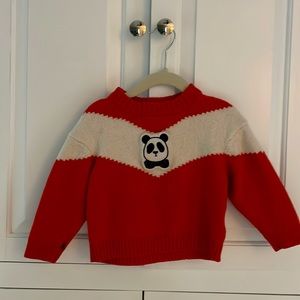 Toddler Mini Rodini Panda Orange Wool Sweater